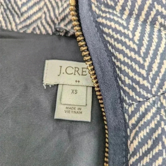 J CREW Puffer Vest Womens xs Black Brown Herringbone Quilted Sleeveless Zip - Picture 6 of 8